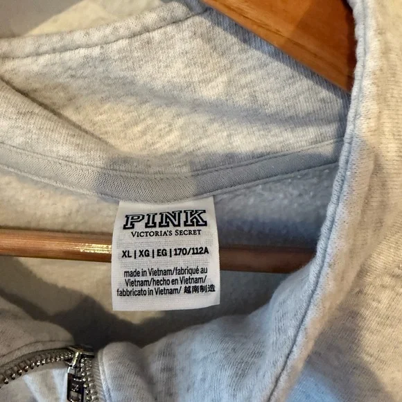 PINK Victoria's Secret Light Gray Half-Zip Sweatshirt - Picture 2 of 3